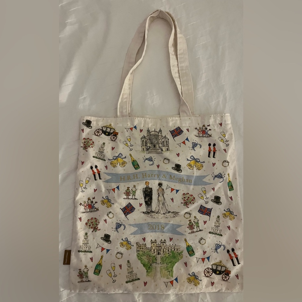 👑 *RARE* HRH Harry and Meghan Royal Wedding Commemorative Tote | Milly Green UK